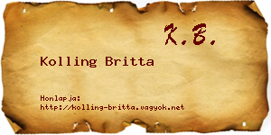 Kolling Britta névjegykártya